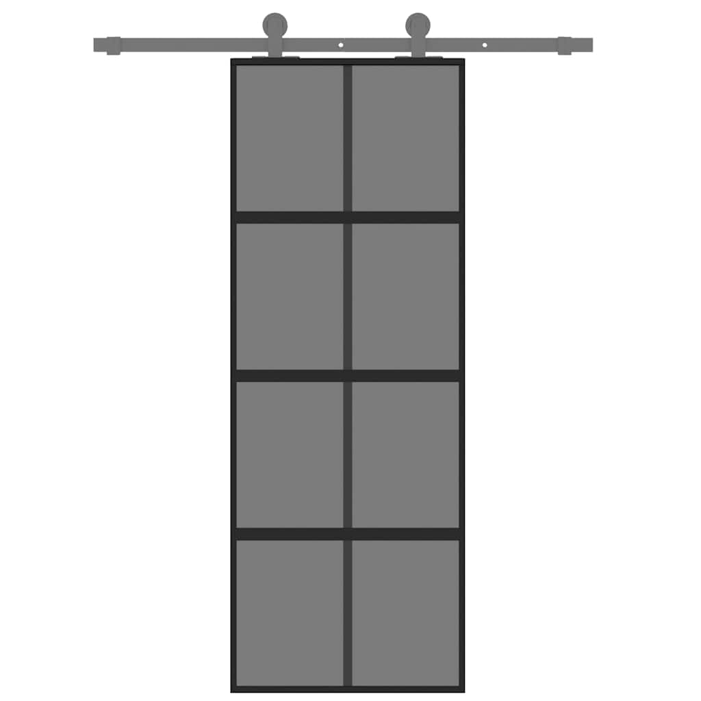 Porta Scorrevole Nera 76x205 cm in Vetro Temperato e Alluminio | homemem39