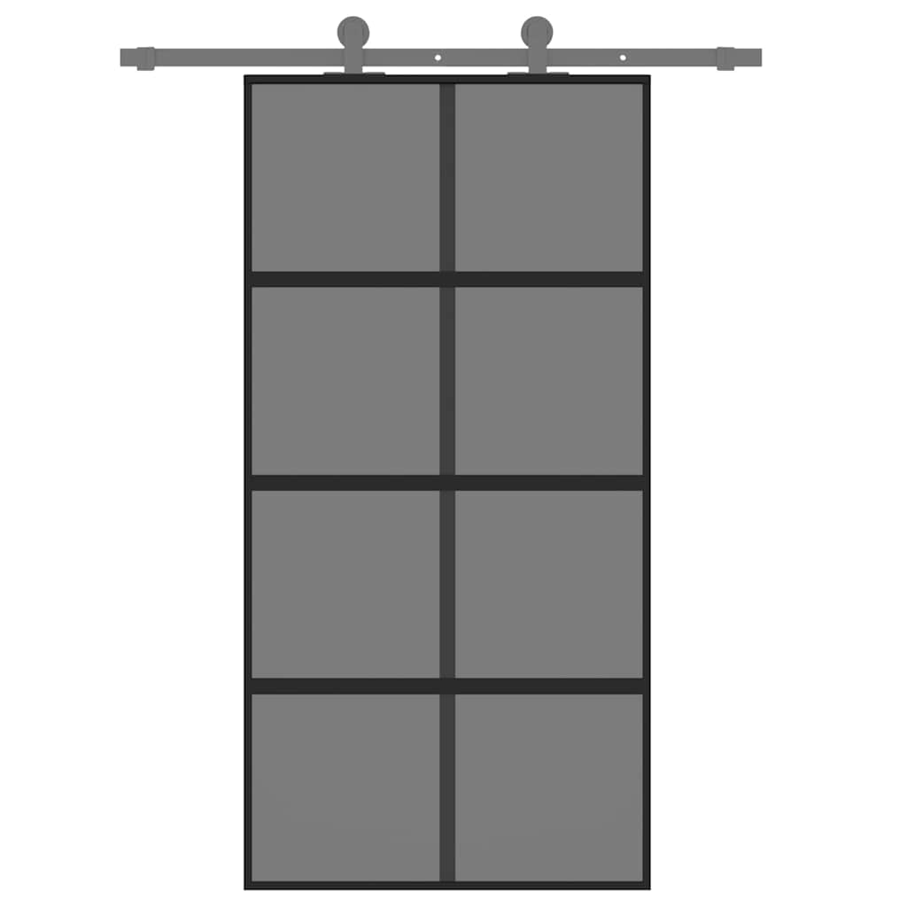 Porta Scorrevole Nera 102,5x205 cm Vetro Temperato e Alluminio | homemem39