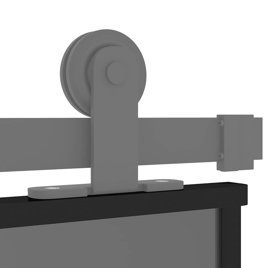 Porta Scorrevole Nera 102,5x205 cm Vetro Temperato e Alluminio | homemem39