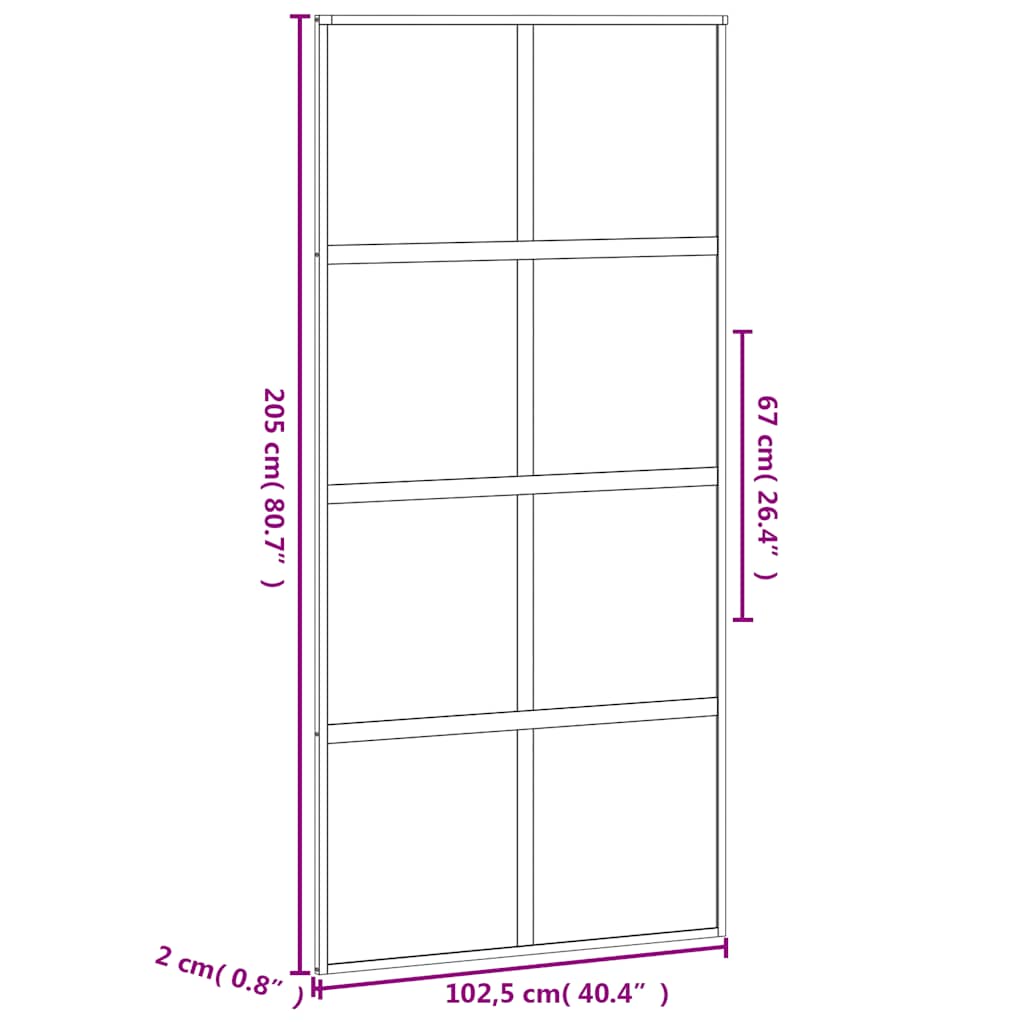 Porta Scorrevole Nera 102,5x205 cm Vetro Temperato e Alluminio | homemem39
