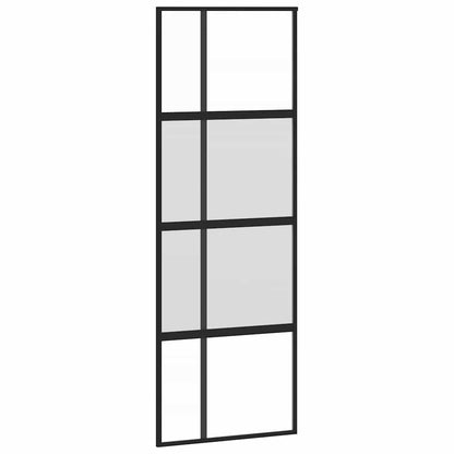 Porta Scorrevole Nera 76x205 cm in Vetro Temperato e Alluminio | homemem39