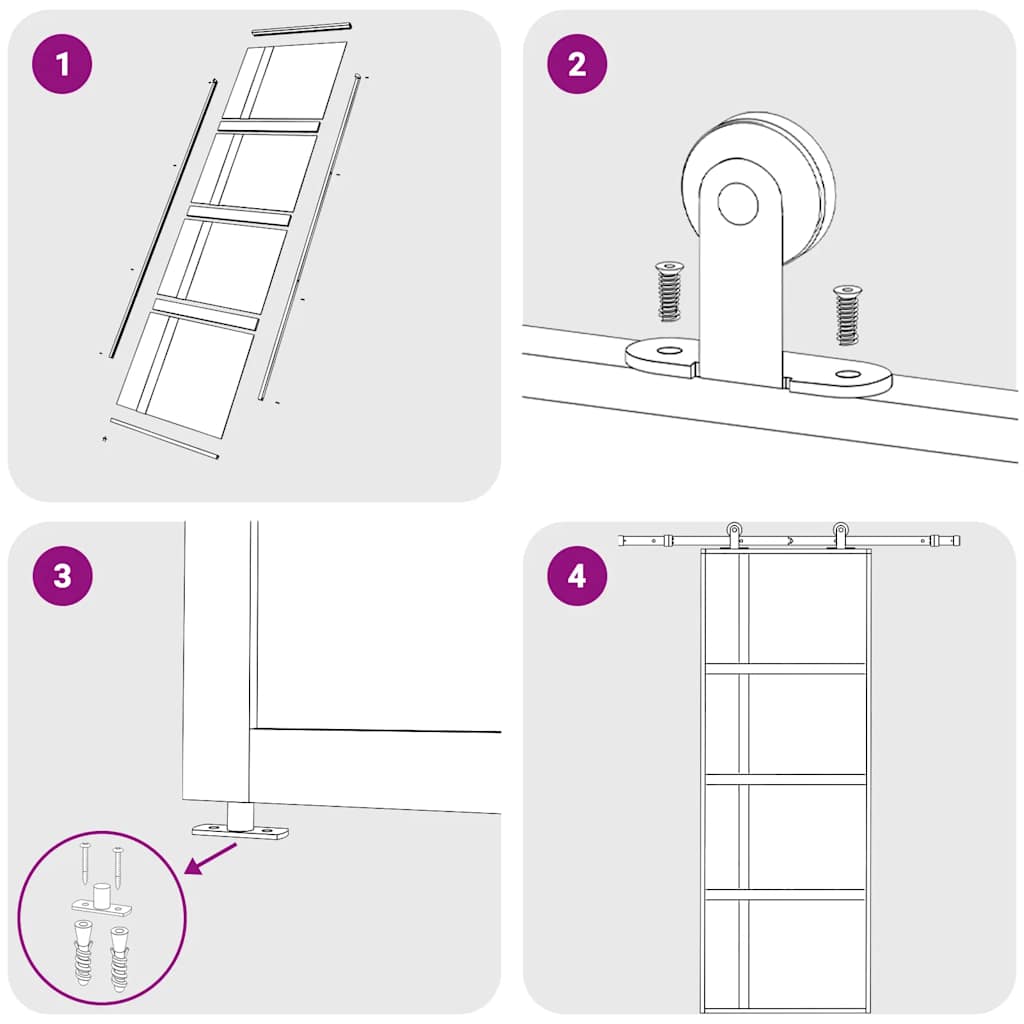 Porta Scorrevole Nera 76x205 cm in Vetro Temperato e Alluminio | homemem39