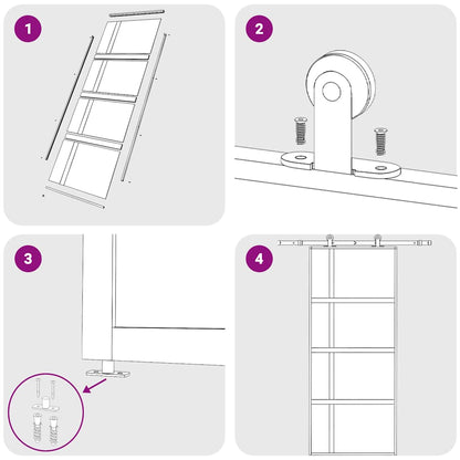 Porta Scorrevole Nera 90x205 cm in Vetro Temperato e Alluminio | homemem39
