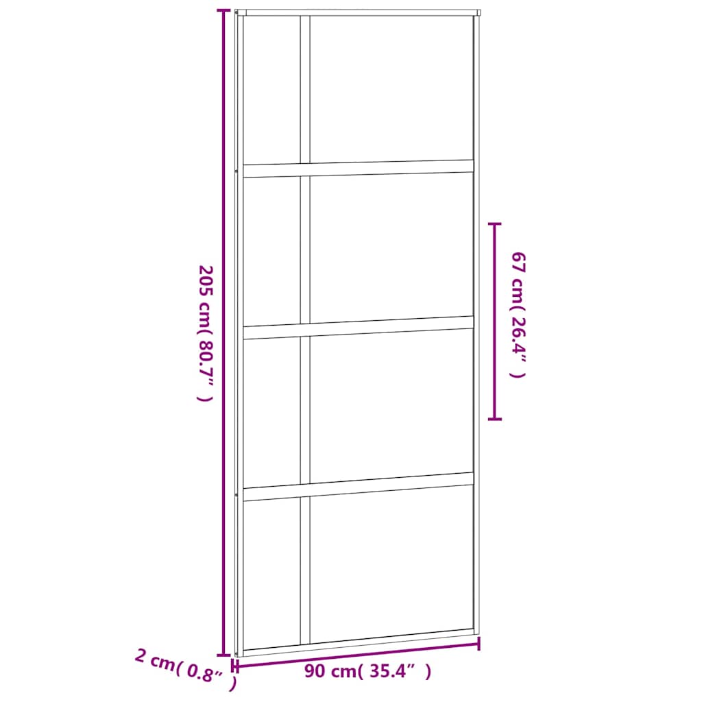 Porta Scorrevole Nera 90x205 cm in Vetro Temperato e Alluminio | homemem39