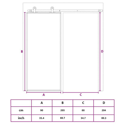 Porta Scorrevole Nera 90x205 cm in Vetro Temperato e Alluminio | homemem39