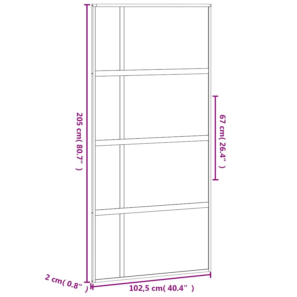Porta Scorrevole Nera 102,5x205 cm Vetro Temperato e Alluminio | homemem39