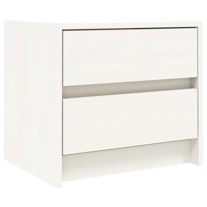 Comodino Bianco 40x31x35,5 cm in Legno Massello di Pino - homemem39