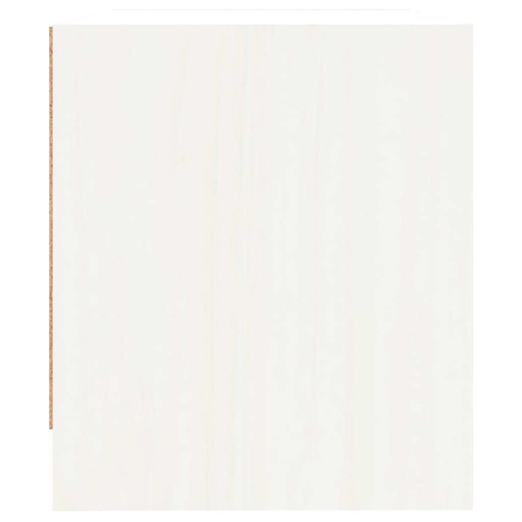 Comodino Bianco 40x31x35,5 cm in Legno Massello di Pino - homemem39