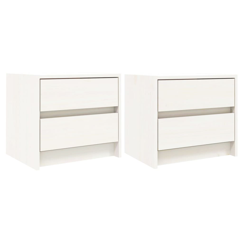Comodini 2 pz Bianchi 40x31x35,5 cm in Legno Massello di Pino - homemem39