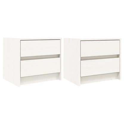 Comodini 2 pz Bianchi 40x31x35,5 cm in Legno Massello di Pino - homemem39
