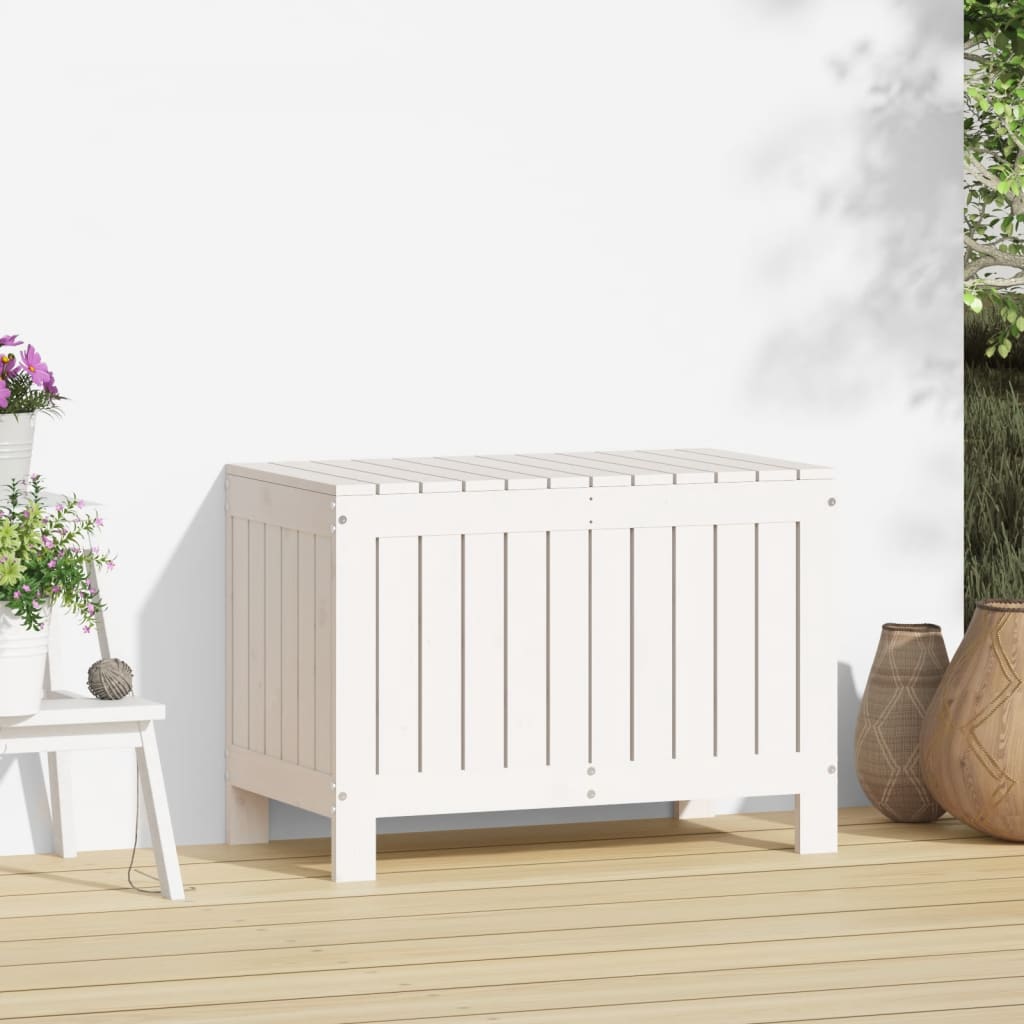 Contenitore Giardino Bianco 76x42,5x54cm Legno Massello di Pino - homemem39