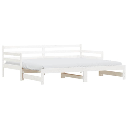 Divano Letto con Letto Estraibile Bianco 90x200cm Massello Pino | homemem39