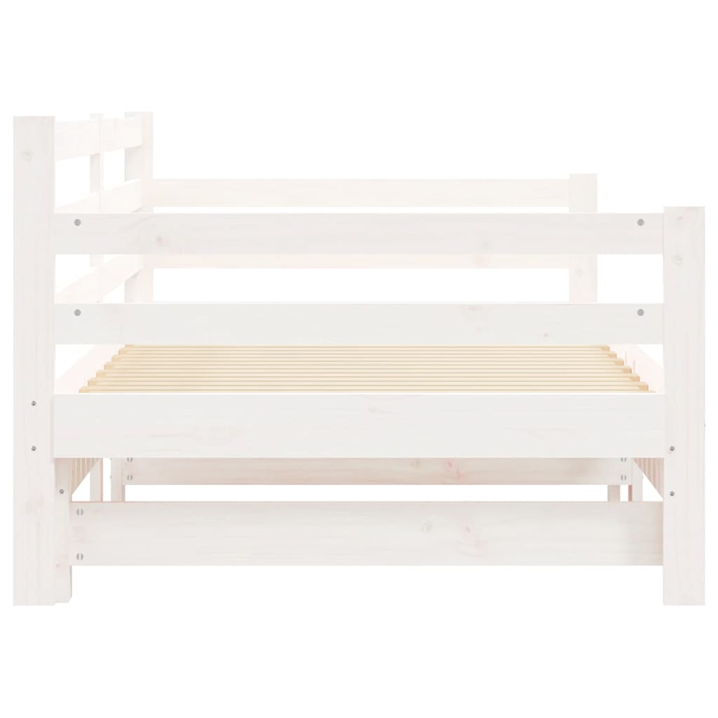 Divano Letto con Letto Estraibile Bianco 90x200cm Massello Pino | homemem39