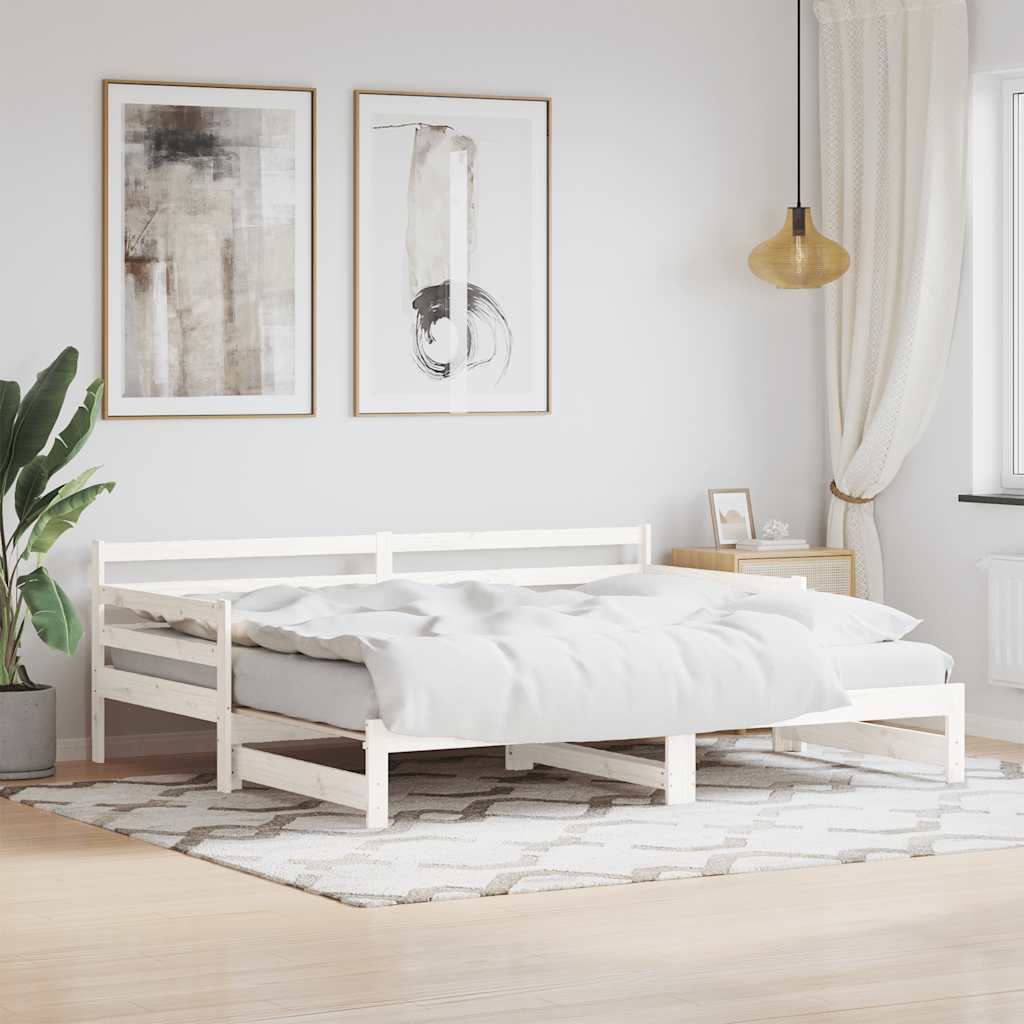 Divano Letto con Letto Estraibile Bianco 90x200cm Massello Pino | homemem39