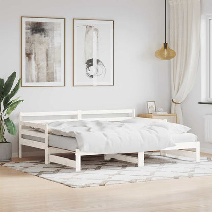 Divano Letto con Letto Estraibile Bianco 90x200cm Massello Pino | homemem39