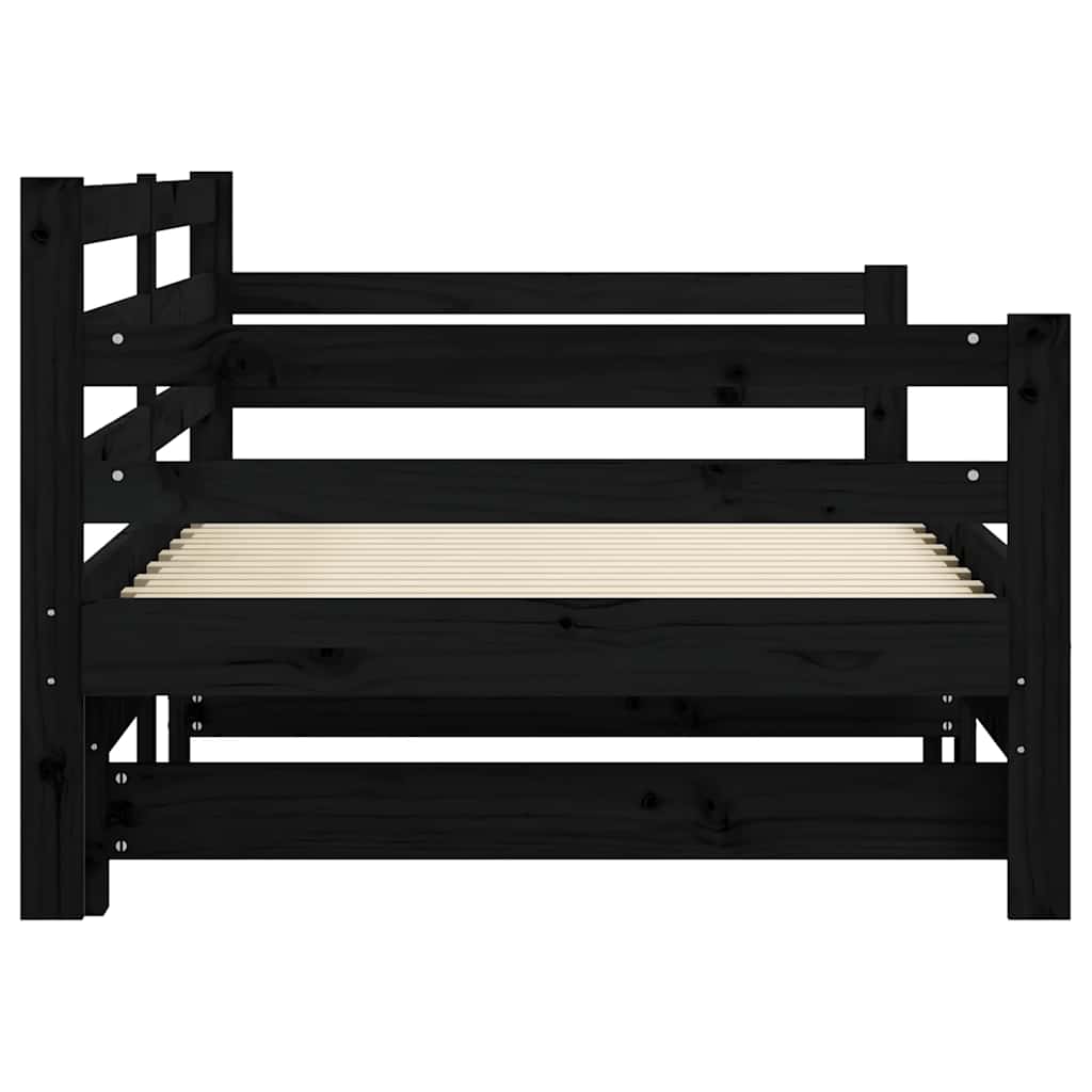 Divano Letto con Letto Estraibile Nero 90x200cm Massello Pino - homemem39