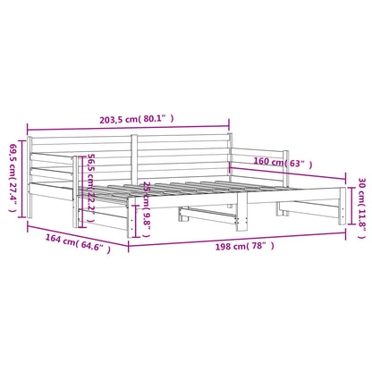 Divano Letto con Letto Estraibile 80x200cm Legno Massello Pino - homemem39