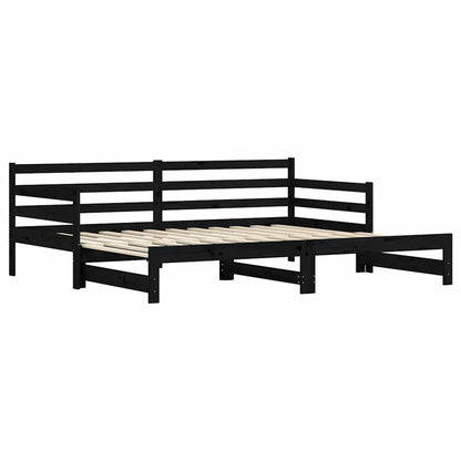 Divano Letto con Letto Estraibile Nero 80x200cm Massello Pino - homemem39