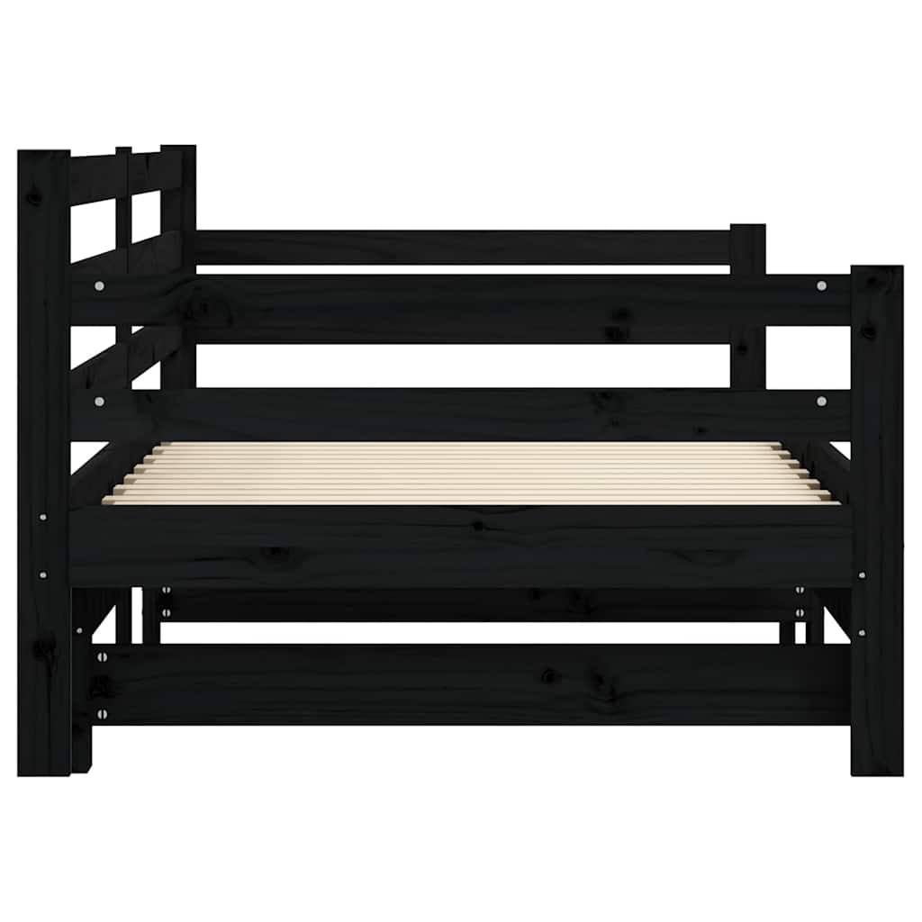 Divano Letto con Letto Estraibile Nero 80x200cm Massello Pino - homemem39