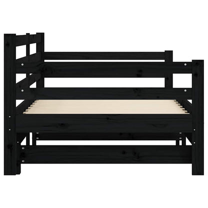 Divano Letto con Letto Estraibile Nero 80x200cm Massello Pino - homemem39