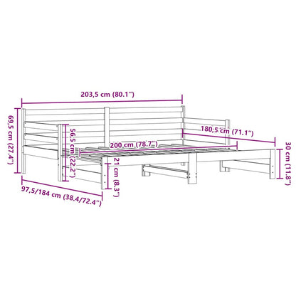 Divano Letto con Letto Estraibile Nero 80x200cm Massello Pino - homemem39