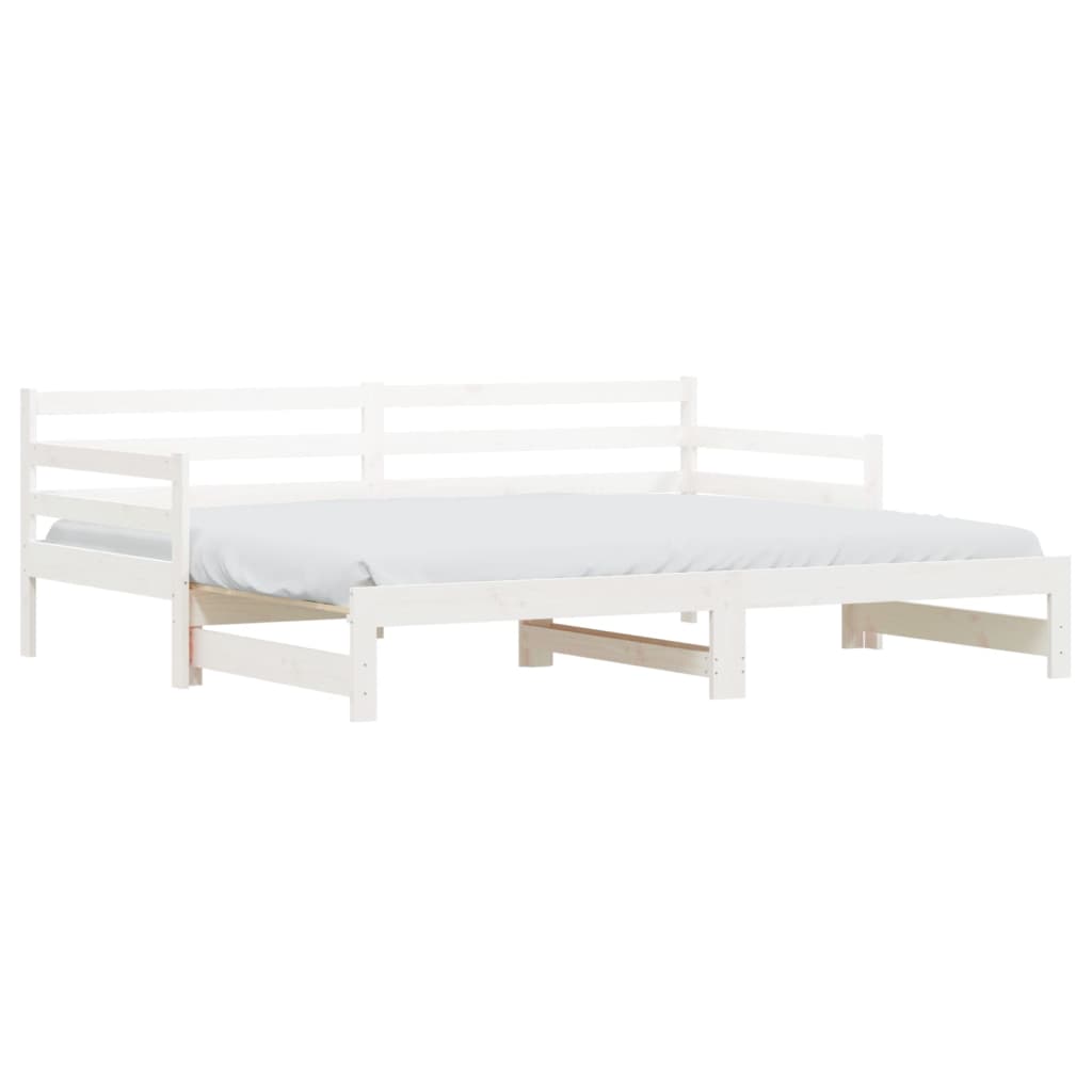Divano Letto con Letto Estraibile Bianco 90x190cm Massello Pino - homemem39