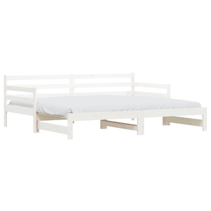 Divano Letto con Letto Estraibile Bianco 90x190cm Massello Pino - homemem39