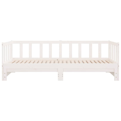 Divano Letto con Letto Estraibile Bianco 90x200cm Massello Pino - homemem39