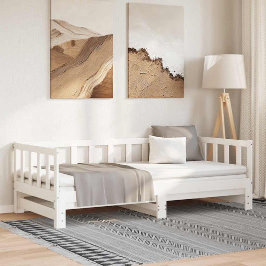 Divano Letto con Letto Estraibile Bianco 90x200cm Massello Pino - homemem39