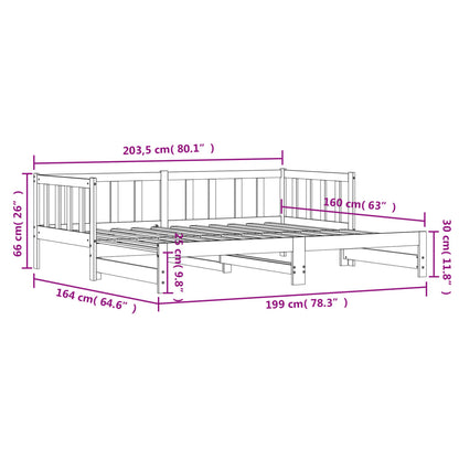 Divano Letto con Letto Estraibile Bianco 80x200cm Massello Pino