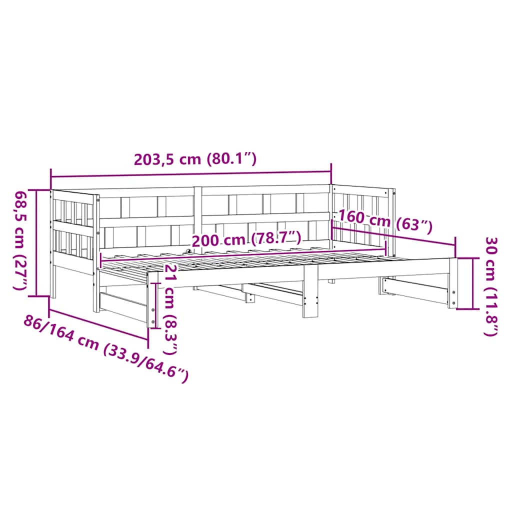 Divano Letto con Letto Estraibile Bianco 80x200cm Massello Pino - homemem39