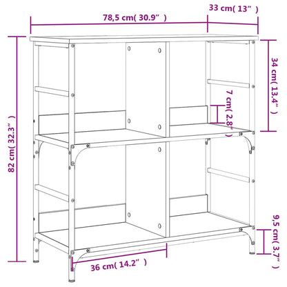 Libreria Rovere Fumo 78,5x33x82 cm in Legno Multistrato