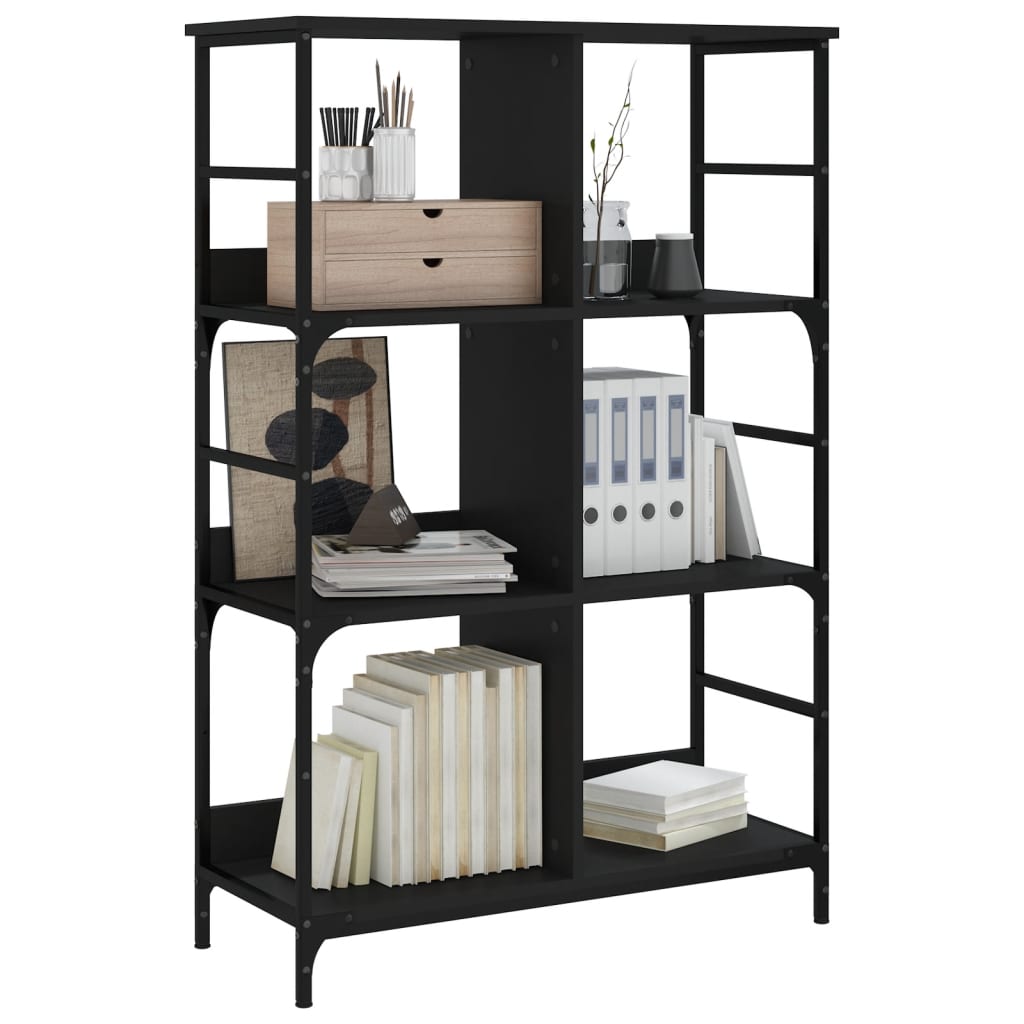 Libreria Nera 78,5x33x117,5 cm in Legno Multistrato | homemem39