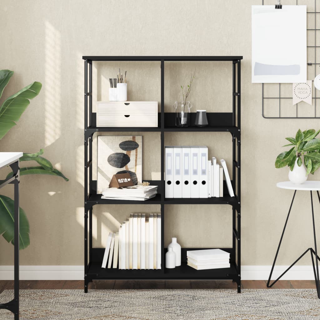Libreria Nera 78,5x33x117,5 cm in Legno Multistrato | homemem39