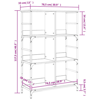 Libreria Grigio Sonoma 78,5x33x117,5 cm in Legno Multistrato