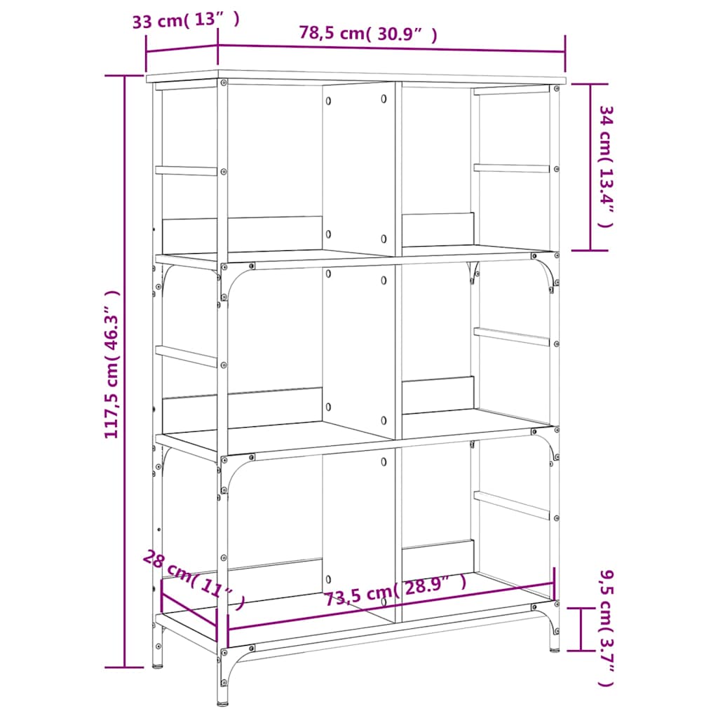 Libreria Rovere Marrone 78,5x33x117,5 cm in Legno Multistrato | homemem39