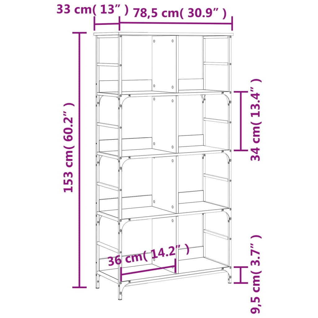 Libreria Rovere Sonoma 78,5x33x153 cm in Legno Multistrato | homemem39