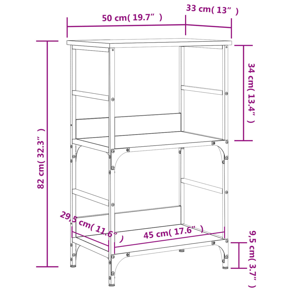 Libreria Rovere Fumo 50x33x82 cm in Legno Multistrato