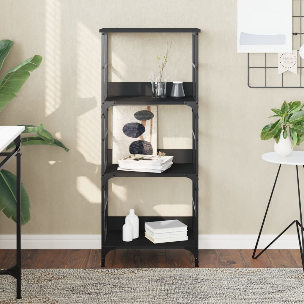 Libreria Nera 50x33x117,5 cm in Legno Multistrato | homemem39