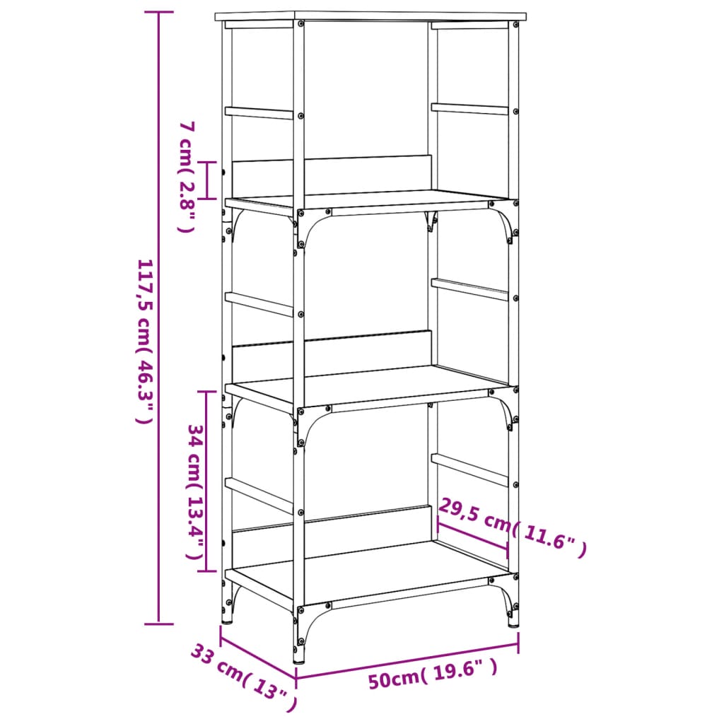 Libreria Rovere Sonoma 50x33x117,5 cm in Legno Multistrato