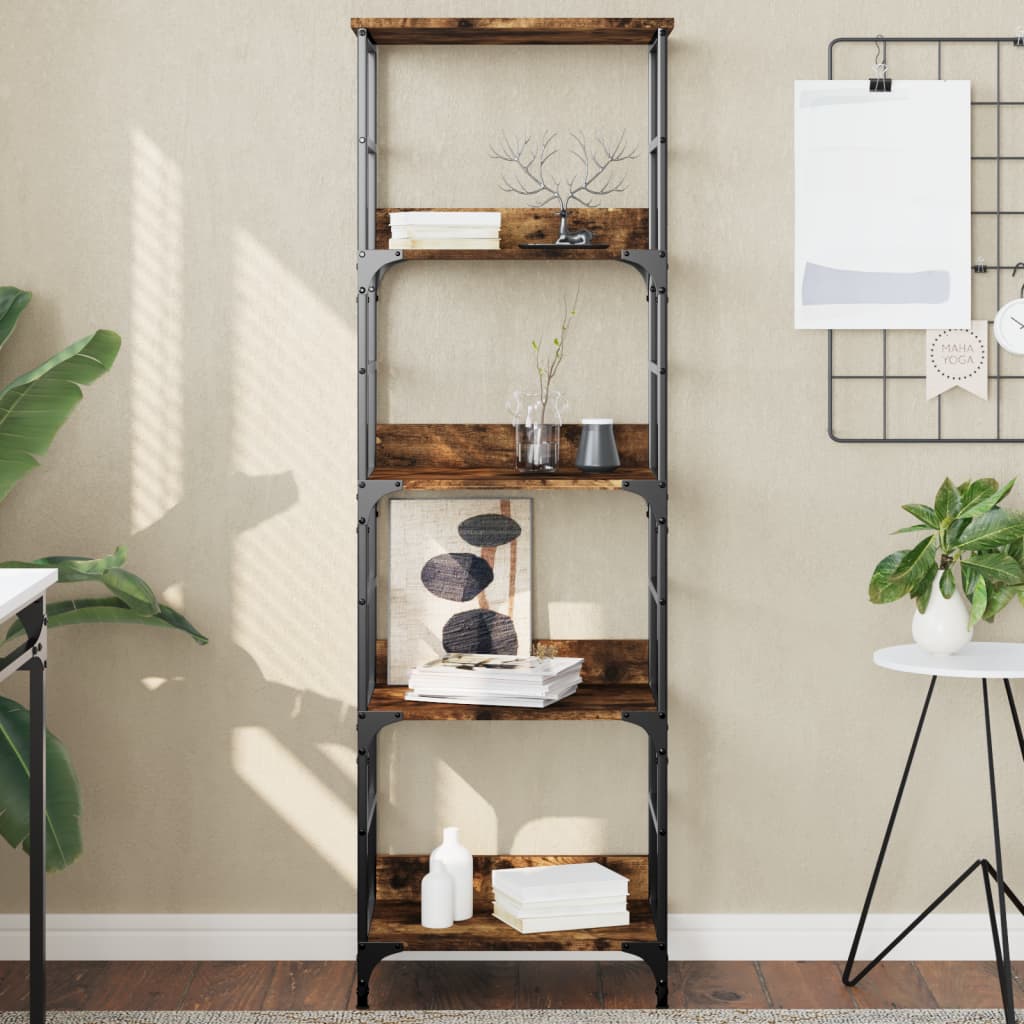 Libreria Rovere Fumo 50x33x153 cm in Legno Multistrato | homemem39