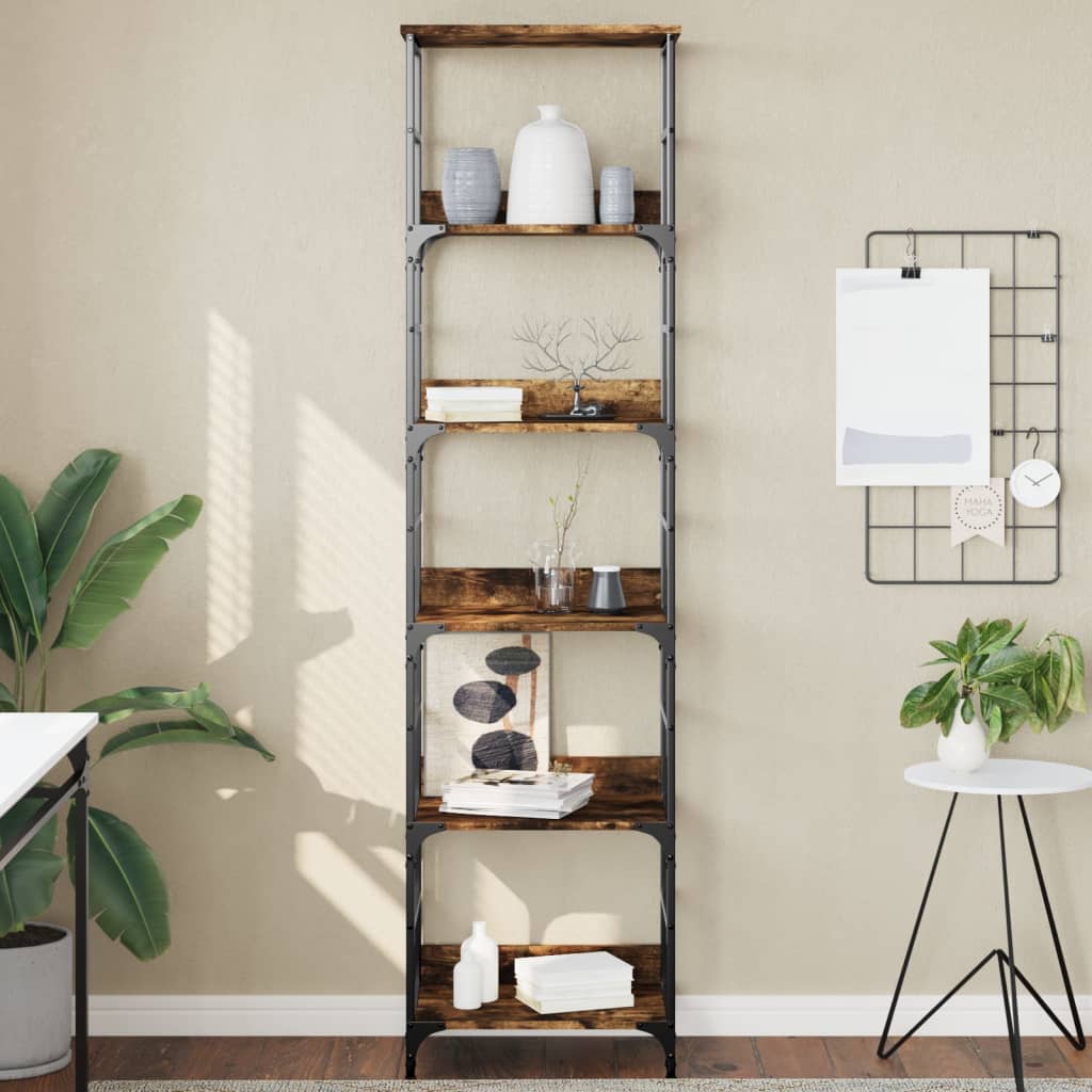 Libreria Rovere Fumo 50x33x188,5 cm in Legno Multistrato | homemem39