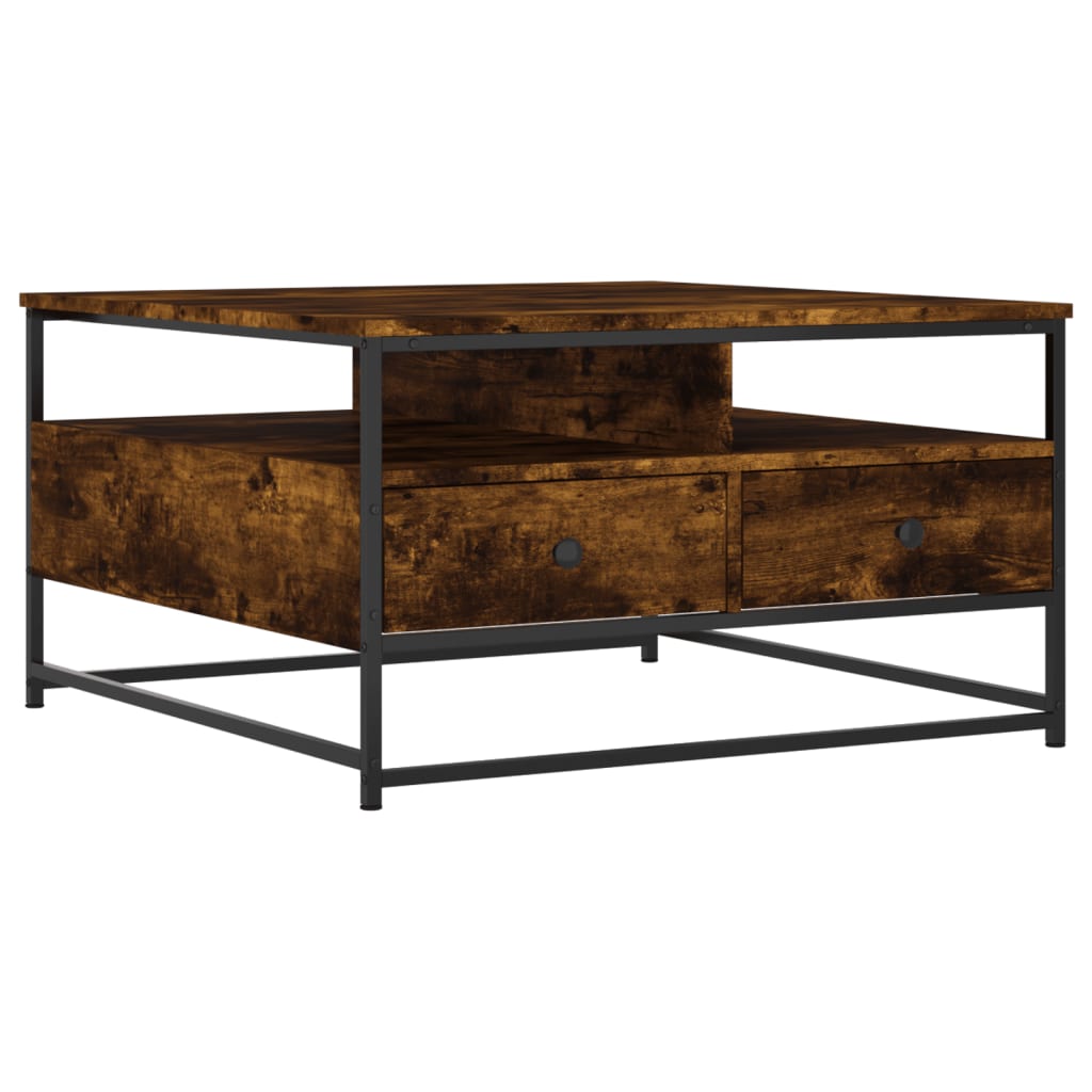 Tavolino da Salotto Rovere Fumo 80x80x45 cm Legno Multistrato | homemem39
