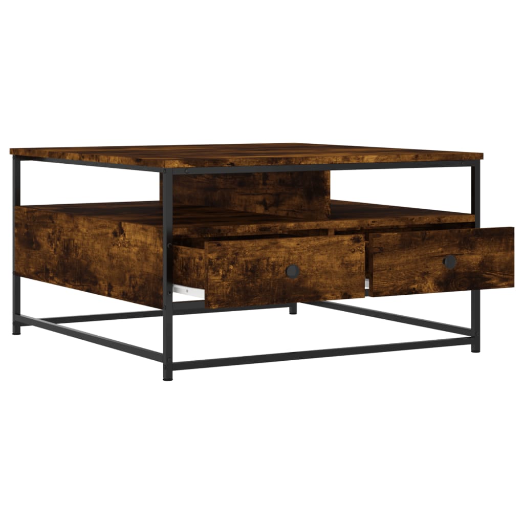 Tavolino da Salotto Rovere Fumo 80x80x45 cm Legno Multistrato | homemem39