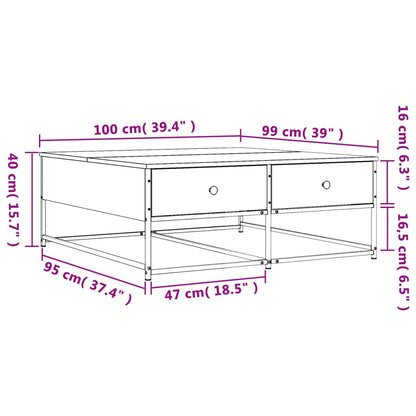 Tavolino da Salotto Rovere Fumo 100x99x40 cm Legno Multistrato