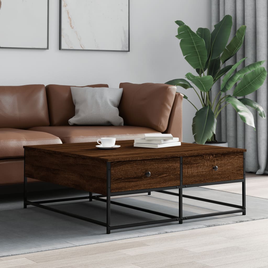 Tavolino Salotto Rovere Marrone 100x99x40 cm Legno Multistrato | homemem39