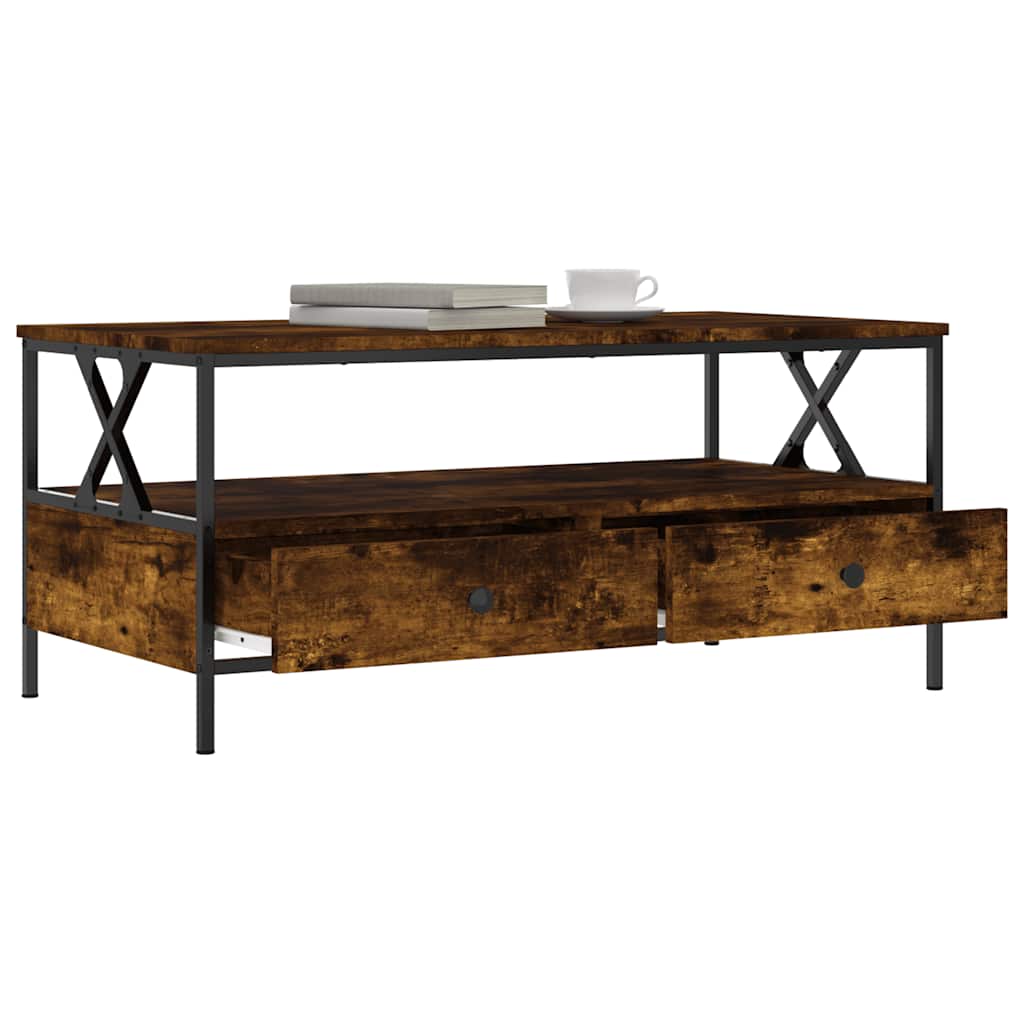 Tavolino da Salotto Rovere Fumo 100x51x45 cm Legno Multistrato
