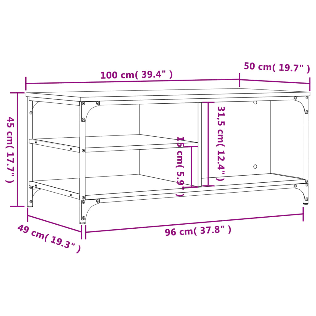 Tavolino da Salotto grigio sonoma 100x50x45cm Legno Multistrato | homemem39