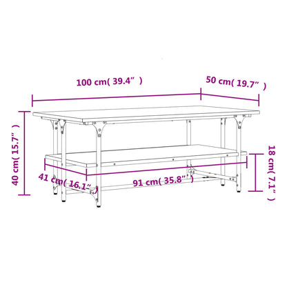 Tavolino Salotto Nero 100x50x40cm Legno Multistrato