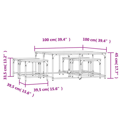 Tavolini Impilabili 5 pz Rovere Fumo in Legno Multistrato | homemem39